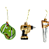 Figur julekugle golf, sav eller boremaskine - flere varianter - assorteret
