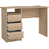 Function Plus skrivebord med 3 skuffer - trælook