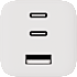 X2O 65W tredobbelt hjemmelader USB-C/C/A GaN - Hvid