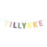 Salling guirlande tillykke m. glitter L: 2,5 meter - multifarvet