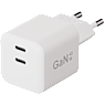 X2O 45W dobbelt hjemmelader USB-C/C GaN - Hvid