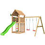 Jungle Gym Cabin 2.1 legetårn inkl. gyngemodul, rutsjebane og 120 kg sand