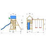 Jungle Gym Lodge 2.1 legetårn inkl. Swing Module og blå rutsjebane