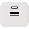 X2O 20W dobbelt hjemmelader USB-C/A GaN - Hvid