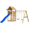 Jungle Gym Cabin 2.1 legetårn inkl. gyngemodul, rutsjebane og 120 kg sand