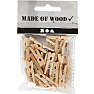 Tøjklemmer i lyst træ 30 stk.