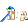 Jungle Gym Lodge 2.1 legetårn inkl. Climb Module og blå rutsjebane