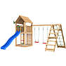 Jungle Gym Cabin 2.1 legetårn inkl. klatremodul, rutsjebane og 120 kg sand
