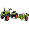 Falk Toys Claas traktor med trailer - Grøn