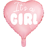 Folieballon "It's a girl" 45 cm - lyserød