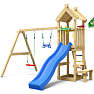 Jungle Gym Totem legetårn komplet inkl. gyngemodul og blå rutsjebane