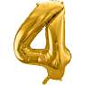 Folieballon "4" H:86 cm - flere varianter - assorteret