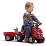 Falk Toys Baby Massey Ferguson ride-on traktor med trailer, rive og skovl