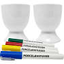 Egg cups with porcelain pen set