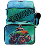 Danpen Junior skoletaske - grøn monstertruck