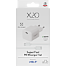 X2O 20W hjemmeladersæt USB-C med 1,2 m kabel GaN - Hvid