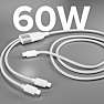 SBS Splitter opladnings- og datakabel 60 W - hvid