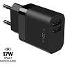 Fixed Dual USB rejseoplader 17 W - sort