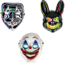 Halloween maske med LED - flere varianter - assorteret