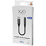 X2O Longlife USB-C-lydadapter USB-C 3,5 mm 0,1 m - Sort