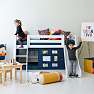 Hoppekids ECO Luxury halvhøj seng med rutsjebane og skrå stige 90x200 cm