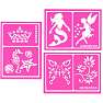 Stencils pink 6 stk. ass. selvklæbende