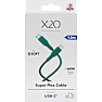 X2O SUPERFLEX 60W USB-C/C-kabel 1,5M - Blågrøn