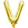 Salling bogstav folieballon "V" H: 35 cm - Guld