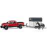 Dodge RAM 2500 med hestetrailer og hest