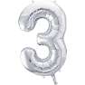 Folieballon "3" H:86 cm - flere varianter - assorteret