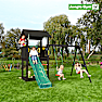 Jungle Gym Casa legetårn med mørkegrøn rutsjebane