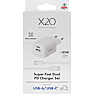 X2O 35W dobbelt hjemmeladersæt USB-C/A med 1,2 m kabel GaN - Hvid