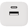 X2O 20W dobbelt hjemmelader USB-C/A GaN - Hvid