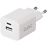 X2O 20W dobbelt hjemmelader USB-C/A GaN - Hvid