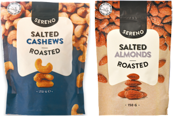 SERENO Cashews oder Mandeln geröstet und gesalzen