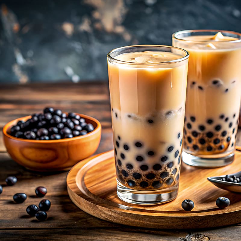 To glas med bubble tea