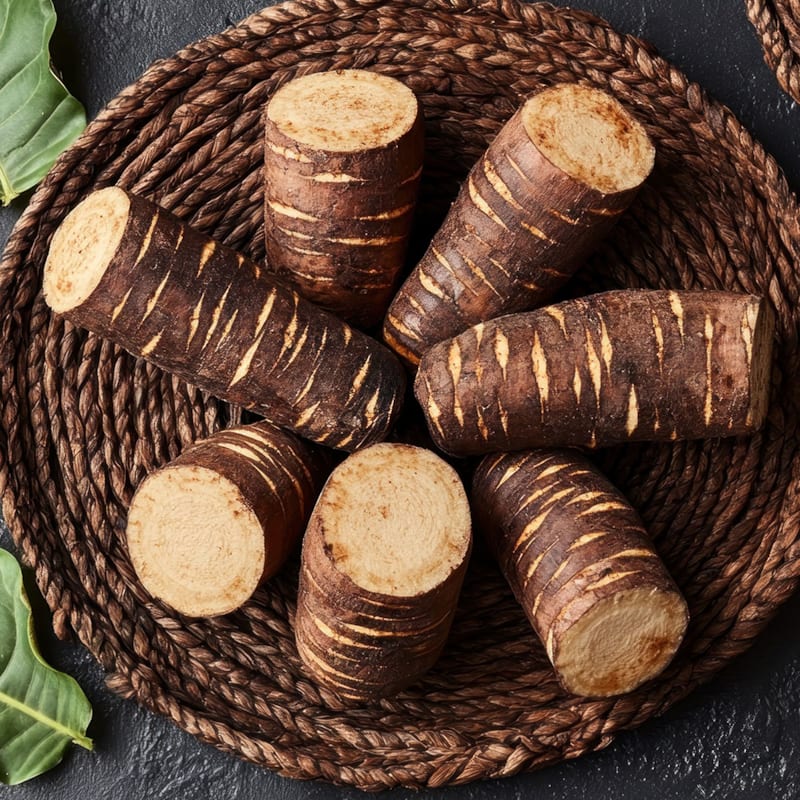 Yams rodknold i skål