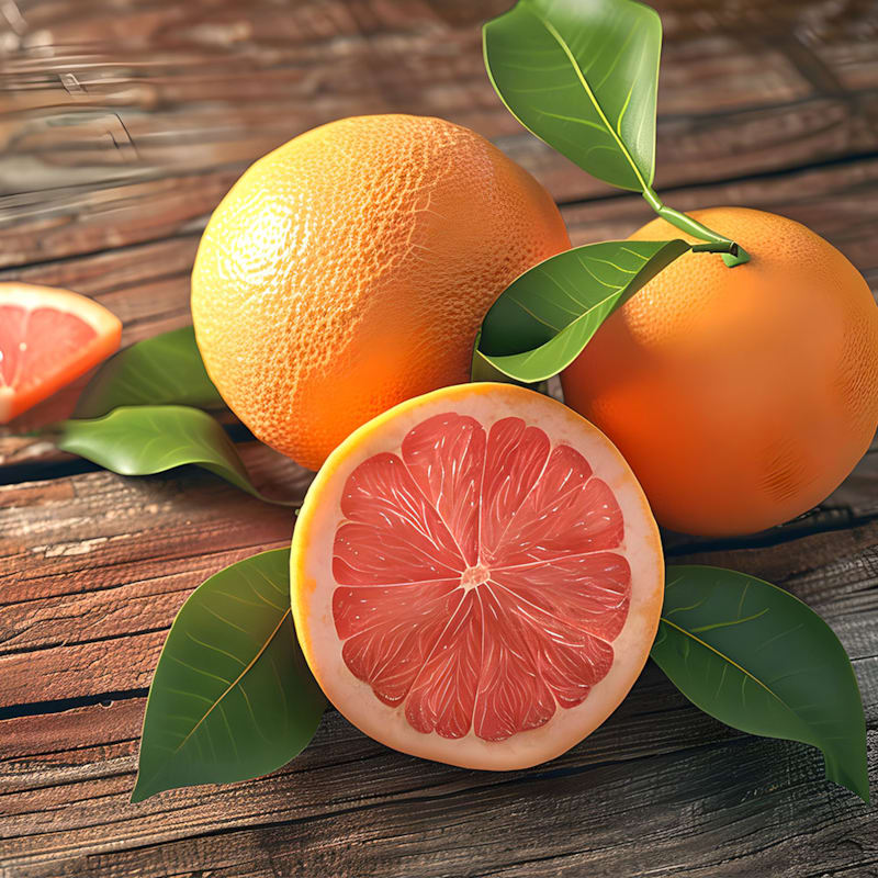 Røde grapefrugter på bord