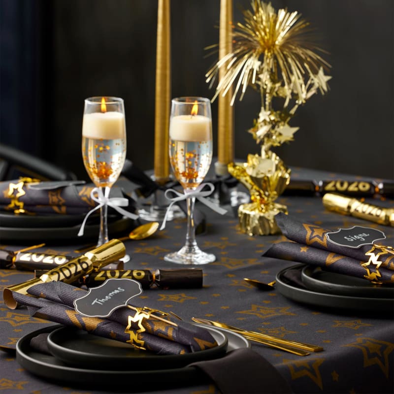 Servietter med nytårstema. 