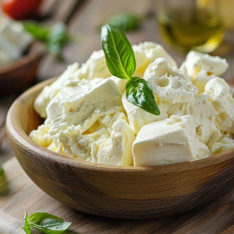 Træ skål med mascarpone