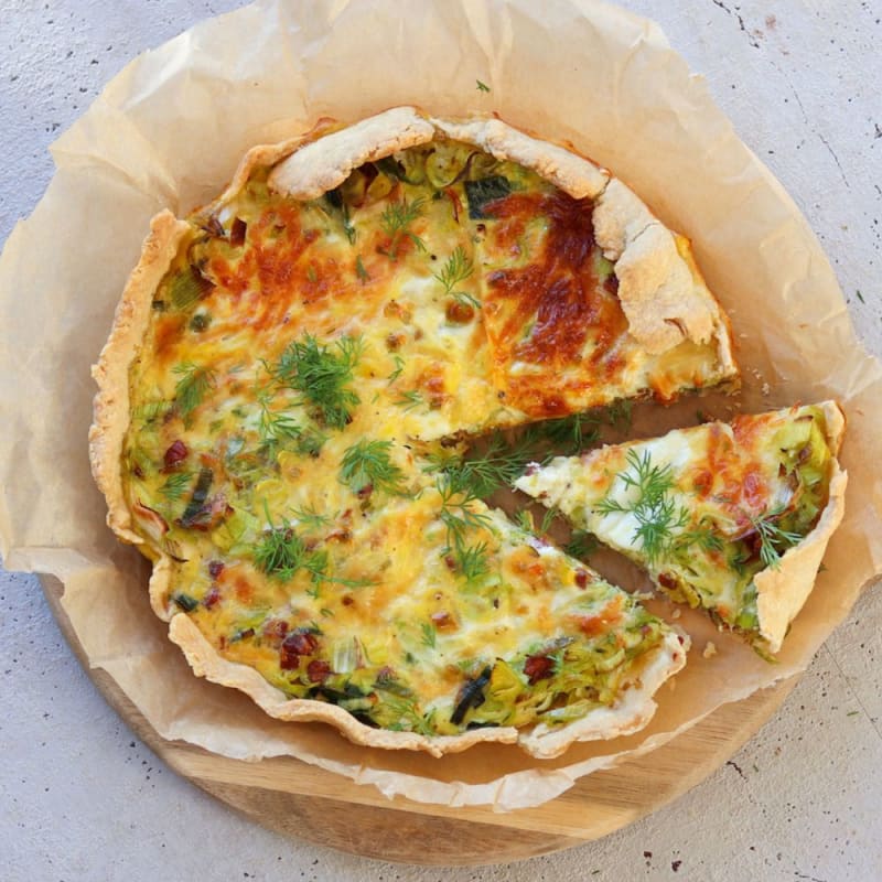 Tærte med porre og bacon