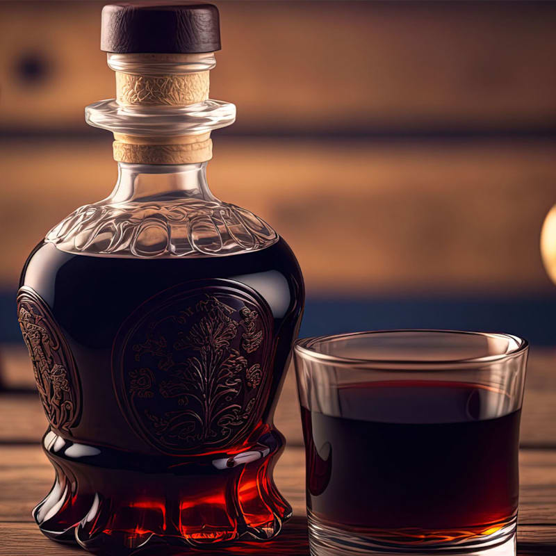 Kaffelikør i flaske og glas