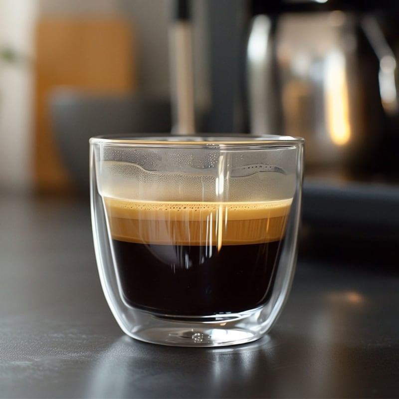 Ristretto drik i glas på bord