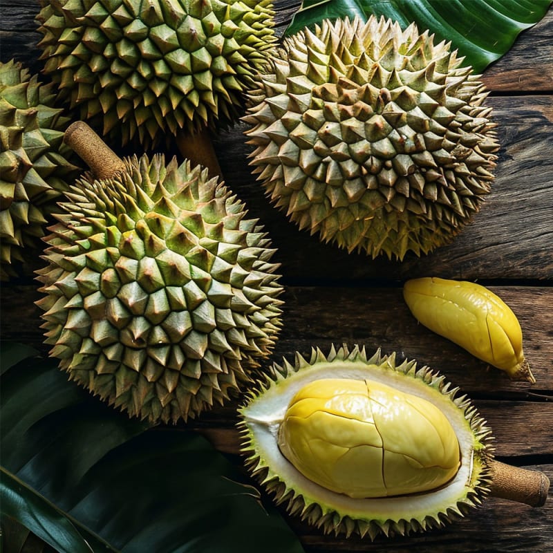 Durian frugt på bord