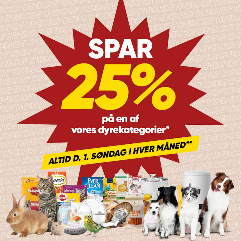 Spar 25% på en af vores dyrekategorier hos Bilka