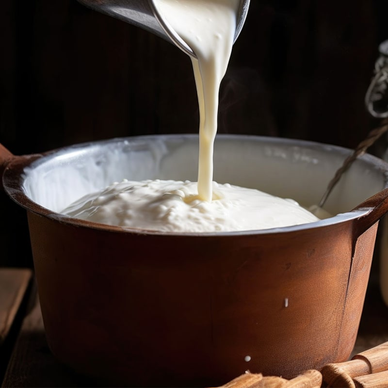 Osteløbe der hældes i skål for at producere ost