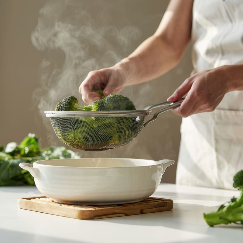 Person blancherer broccoli 