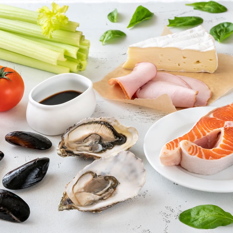 mad der indholder umami såsom soya, fisk, kødpålæg