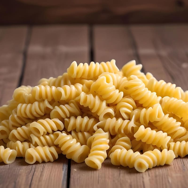 Tørrede fusilli pastaskruer på bord