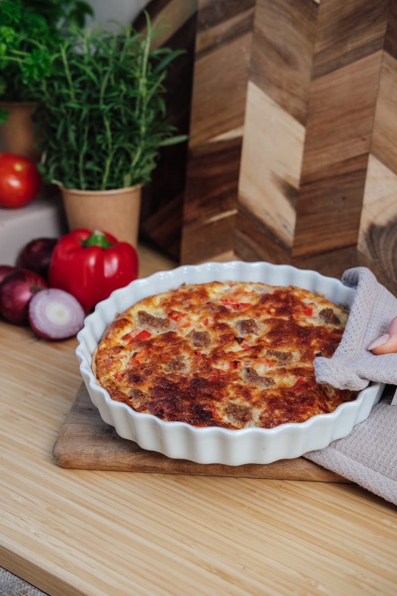 Tortilla tærte med grisekød